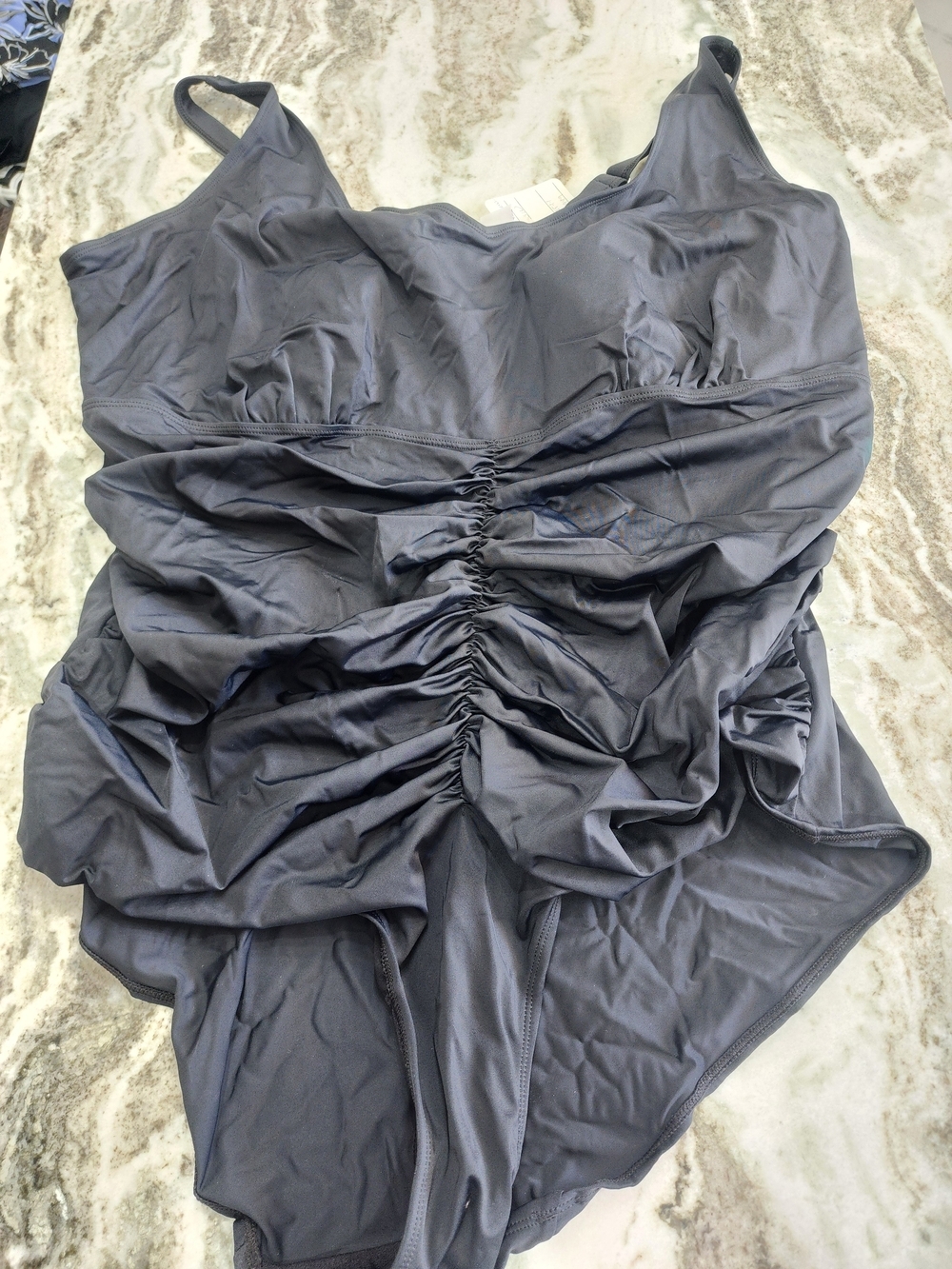 Roaman's Charcoal Gray One-Piece Swimsuit